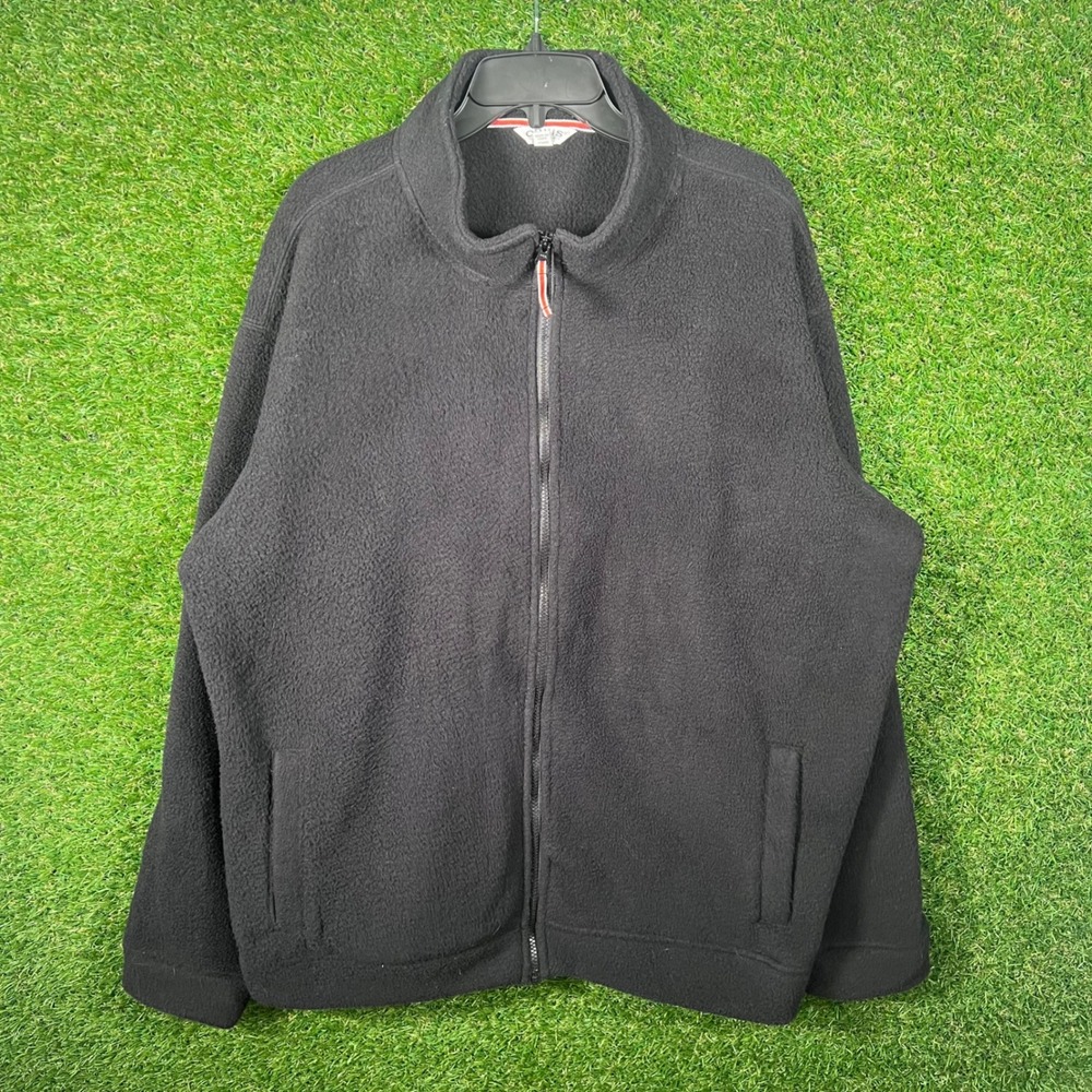 Orvis Mens XXL Black Fleece Full Zip Jacket Classic Collection Mock Neck